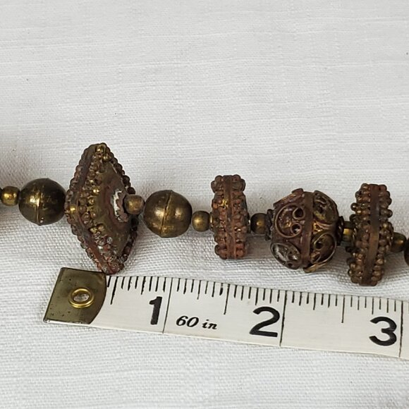 Vintage Unique Brass Metal Large Ornate Beading Necklace - Picture 14 of 14